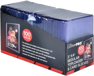 Lot 100 Toploaders Ultra Pro 3 X 4 Regular Toploader + 100 Card Sleeves - Zdjęcie 1 z 3