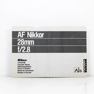 Nikon AF Nikkor 28mm f/2.8 Ai-S Instruction Manual Foldout | Near Mint Condition - Picture 1 of 2