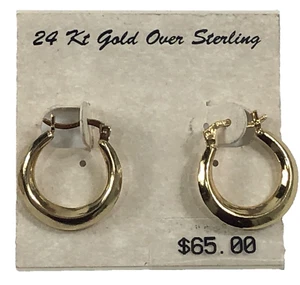 Sterling Silber Ohrringe Creolen 24 Karat vergoldet - Neu mit Etikett - Bild 1 von 9