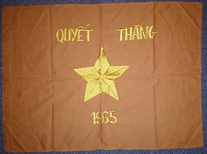 1965 - NVA - VICTORY FLAG - QUYET THANG - VIET CONG - VC - Vietnam War - F.116 - Picture 1 of 6