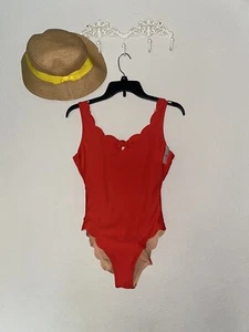 J Crew Coral Scalloped One-Piece Swimsuit Size S - Picture 1 of 5