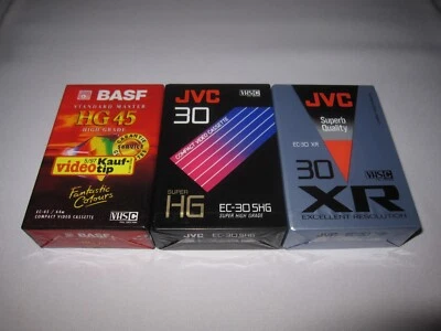 3 x Leerkassetten VHS C Compact Video Cassette BASF / JVC - Bild 1 von 2