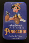 Walt Disney Meisterwerk PINOCCHIO VHS Pin Mitarbeiter Promo Coming to Video Pin