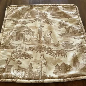 Toile  Pillow Cover Brown And Beige 20x20 - Picture 1 of 10