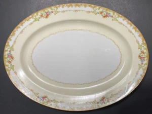 VTG Noritake 14" Oval Serving Platter Floral Pattern W/14K Gold Rim - Picture 1 of 10