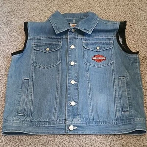 Harley-Davidson Button Up Sleeveless Denim Vest Boys Size Medium (10/12) - Picture 1 of 4