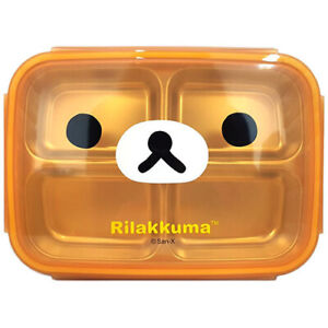 Rilakkuma Double Stainless Lunch Tray box in 4 parts Cute Bear Character Brown