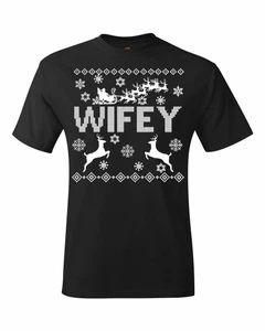 Ugly Christmas Sweater T-SHIRT | Wifey | Funny Christmas T-SHIRT - Picture 1 of 4