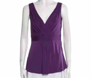 Elie Tahari Sleeveless Hillary Blouse Medium Plum Rayon Side Zipper (New $198) - Picture 1 of 11