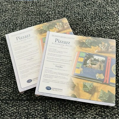 Juego de 2 páginas de álbum de recortes Creative Memories PIZZAZZ 7x7 12 hojas azul rojo borde Foto 1 de 4