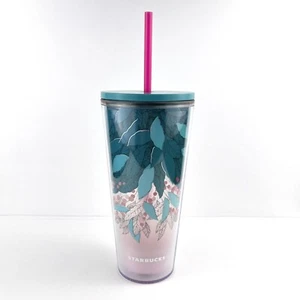 Starbucks Tumbler Coffee Heritage Collection Cold Cup Green/Pink 591ml / 20oz - Picture 1 of 4