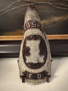 Vintage Leder Feuerwehrhelm vorne Cairns 8" hoch Eagle Weedsport New York - Bild 1 von 4