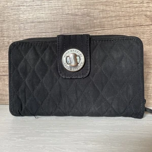 Vera Bradley RFID Turnlock Wallet CLASSIC BLACK MSRP $89 - Large Wallet - Picture 1 of 10