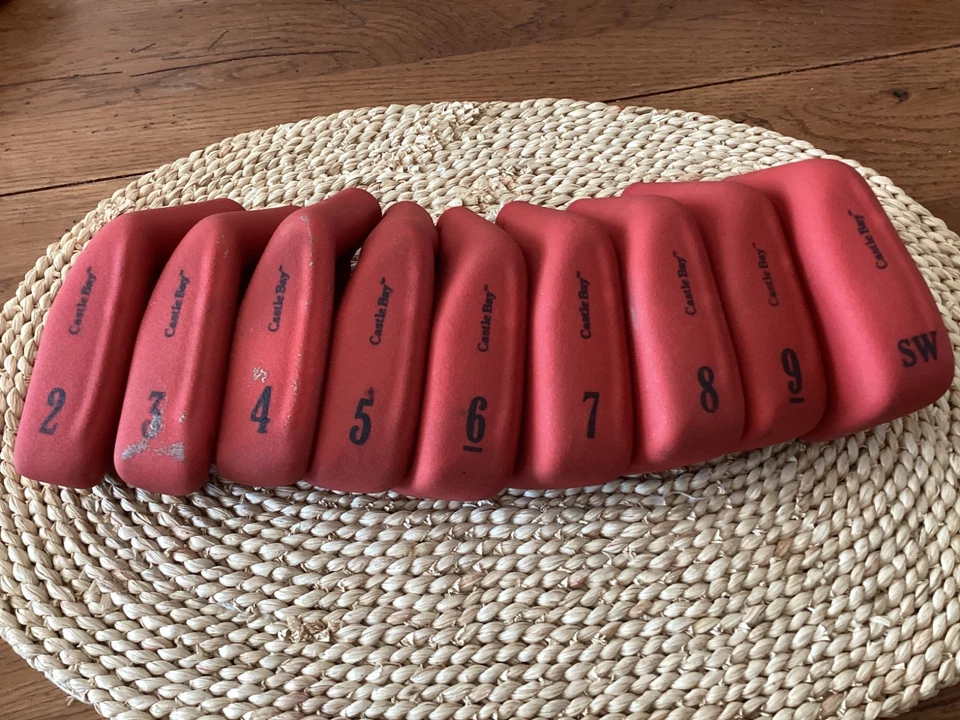 Juego de 9 cubiertas de hierro Castle Bay para zurdos 2-9 + SW Red Golf Club Softex Foto 1 de 4