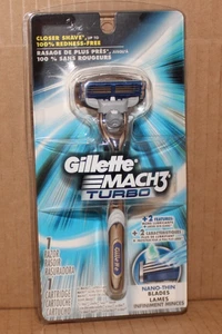 GILLETTE MACH 3 TURBO RAZOR HANDLE & 1 CARTRIDGE NEW IN PACKAGE NANO THIN BLADES - Picture 1 of 2