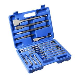 17Pcs Rotary Hammer Drill Bits and Chisel Set - SDS-Plus Carbide-Tipped...  - Picture 1 of 7