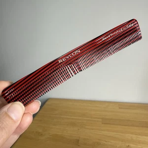 Vtg Revlon Hand Finished Comb in Italy Fine Tooth Red Black Stripe #2297 RARE - Picture 1 of 24
