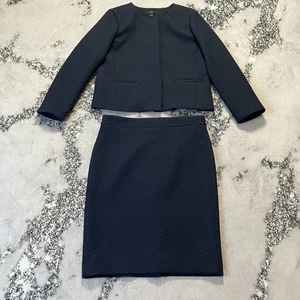 J Crew Rock Anzug Damen Größe 8 Marineblau Strukturiert Büro Wissenschaft Business - Bild 1 von 10