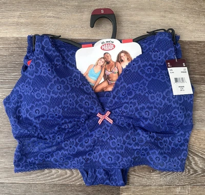 Bralette de malla de encaje Parade + conjunto de bragas pulóver acolchado azul real juniors pequeño Foto 1 de 4