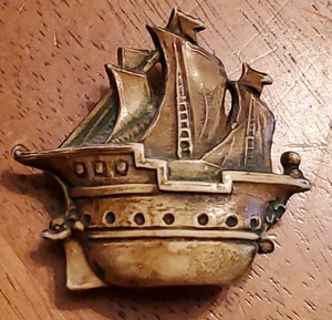 Sewing Vintage Figural Celluloid Tape Measure Sailing Boat Ship Retractable - Picture 1 of 7