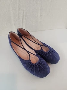 TARYN ROSE COLLECTION Bryan Ballerinas Kreuzriemen flach blau metallic 7,5 Schuhe - Bild 1 von 8