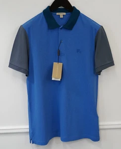 Men Burberry Polo Shirt Casual Pullover Gravenhurst Bright Hydrangea Size L US42 - Picture 1 of 10