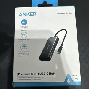 Anker - USB C Hub, 4-in-1 USB-C, with 60W PD, 3 USB-A, 1 USB-C - Gray - Picture 1 of 2