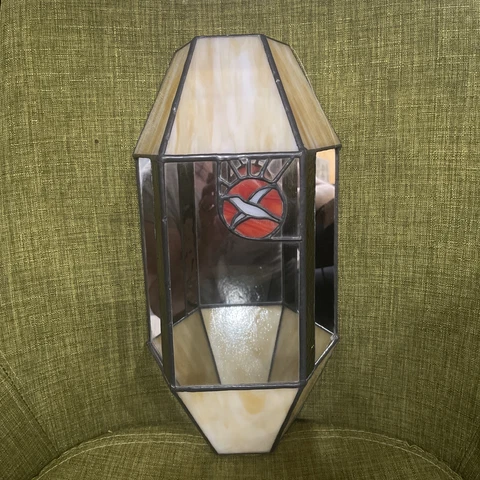 Beautiful 14” STAINED GLASS Seagull Lantern BIRD FEEDER Tiffany GAZEBO Planter Cover