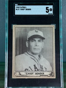 CHARLES ALBERT "CHIEF" BENDER 1940 Play Ball #172 Giants A's PSA 5 HOF - Picture 1 of 2
