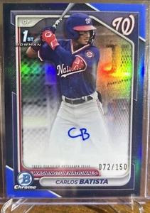 2024 Bowman Chrome - Prospect Autographs Blue Refractor #CPA-CB Carlos... - Picture 1 of 5
