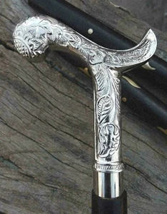Antique Look Victorian Brass Derby Fritz Style Royal Wooden Walking Stick Cane - Picture 1 of 5