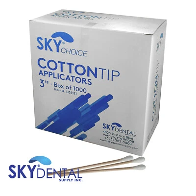 Cotton Tipped Applicators 3 inch Dental Medical Makeup 4301 Sky Choice 1000/pk
