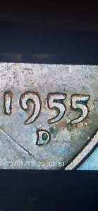 1955 Lincoln Wheat Cent - Poor Man's Double Die Variety Broadstruck - Picture 1 of 3