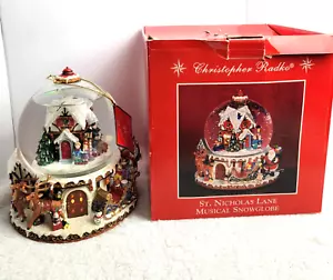 Christopher Radko 9" St. Nicholas Lane Musical Snowglobe Lights READ CONDITION - Picture 1 of 16
