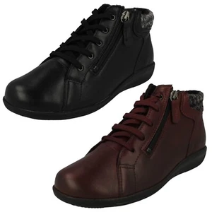 Ladies DB Shoes 2V Dual Fitting Wide Stretch Leather Casual Ankle Boots Pipit - Picture 1 of 19