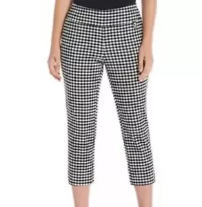 Rafaella Capri Pants Womens 12 Gingham Black White Stretch Comfort Mid Rise - Picture 1 of 15