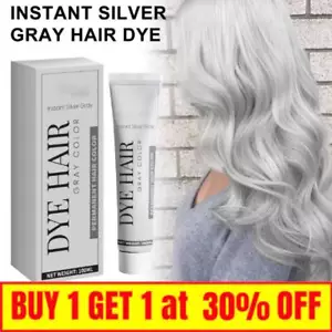 100ml Gray Hair Cream Fashion Permanent Hair Dye Silver Color Cover Cream 2025 - Picture 1 of 11