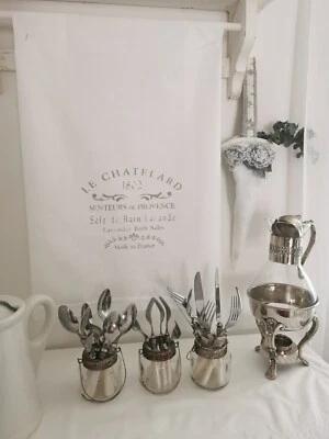 Handtuch Gästetuch Bad Geschirrtuch Shabby Vintage Landhaus Handarbeit 80x60cm - Bild 1 von 3