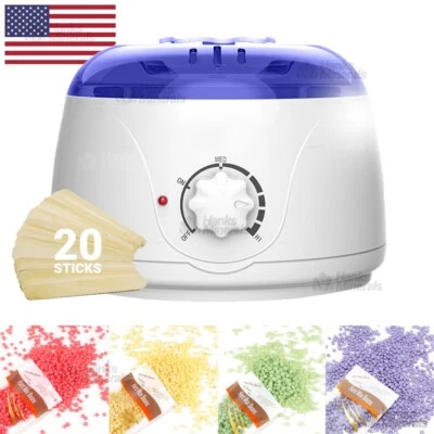 Professional Wax Heater Warmer Hair Removal Depilatory Waxing Kit + Beans Sticks - Image 1 of 4