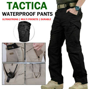 Men Tactical Trousers Hiking Combat Cargo Pants Outdoor Work Fishing Running UK