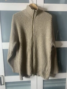 Vtg Katharine Hamnett Denim Wool Sweater, Size Large Beige Full Zip Italy - Picture 1 of 14