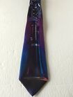 Cravate homme clarinette Ralph Marlin bleu violet polyester vintage 1992 États-Unis