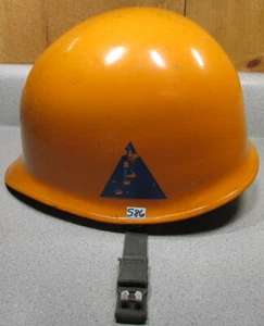 Orange Circa 1980's Austrian CIVIL DEFENSE Helmet Very Cool Display! - Picture 1 of 10