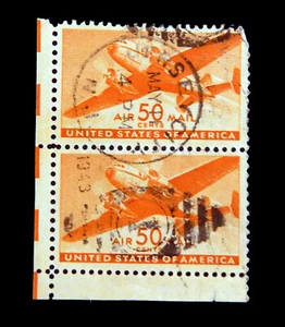1941-44 US Air Mail Postage Stamp / Air Plane / 50Cents / C31 //Block Used - Picture 1 of 1