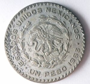 1963 MEXICO PESO - EXCELLENT LARGE SILVER Coin - Lot #G11