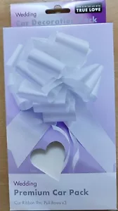 BLANCO Kit de Decoración de Coche de Boda 3 Arcos de Tirón Grandes y 9 Metros de Cinta CORREO GRATUITO - Imagen 1 de 2