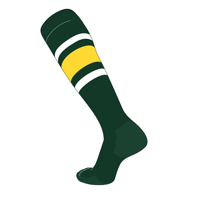 TCK SOCKS TCK Elite Baseball Football Knee High Striped Socks (E) Dk Green, White, Bright