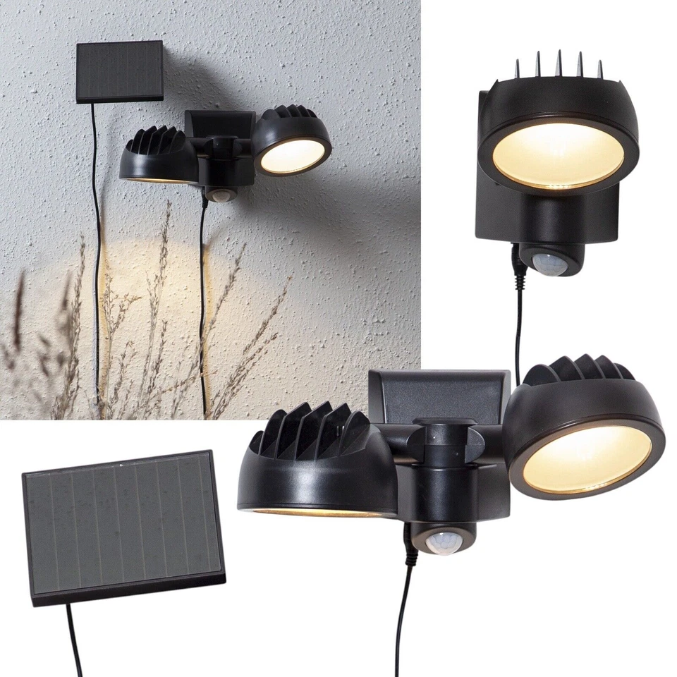 LED Solar Wand-Strahler 150/350lm mit Bewegungsmelder Leuchte Fluter für Garage - Bild 1 von 1