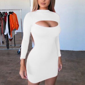 Womens Sexy Long Sleeve Bodycon Mini Dress Ladies Party Slim Dresses Clubwear G❉