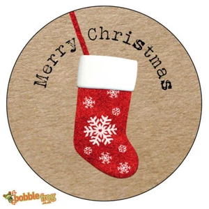 24 x CHRISTMAS NON Personalised Wrapping Card Seal Stickers Kraft Chic C22 - Picture 1 of 3